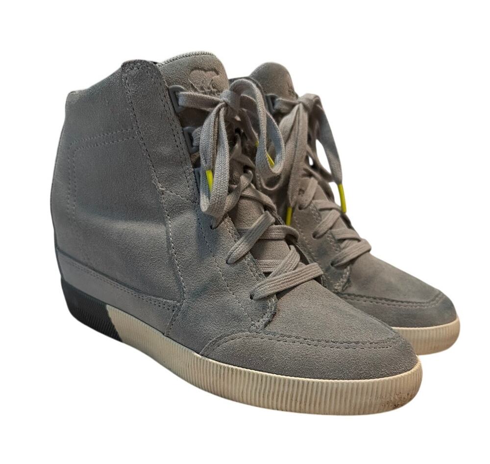 SOREL Out 'N About Wedge Boots Gray Suede Waterproof Sneaker Bootie Size 8